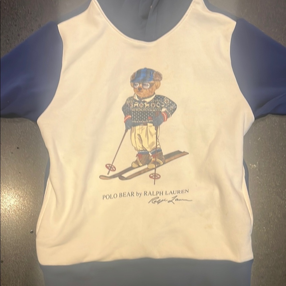 Ralph Lauren Blue and White Sweatshirt with Graphic Print